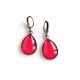 Earrings drops, red, polka dots, bronze or silver
