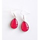 Earrings drops, red, polka dots, bronze or silver