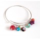 Pulsera Rushes, plateado, perlas multicolores y cabujón 12 mm
