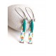 Fantasy earrings, geometric, multicolor, turquoise, bronze, woman's jewelry