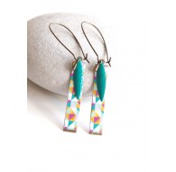 orecchini Fantasy,, multicolore, turchese, bronzo, gioielli geometrica della donna