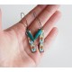 Fantasy earrings, floral, turquoise and red, bronze, woman's jewelry