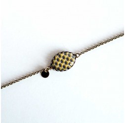 Bracelet cabochon, ovale, Japon, noir et or, bronze