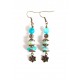 Earrings pendant earrings, turquoise, Regalite stone, blue agate, bronze