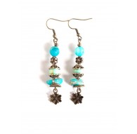 Boucles d'oreilles pendentif, turquoise, pierre de Régalite, Agate bleu ciel, bronze