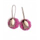 Orecchini pendenti, fucsia girly, polvere beige, bronzo