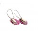 Orecchini pendenti, fucsia girly, polvere beige, bronzo