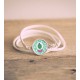 Small ring cabochon 12 mm, naive illustration, flower, pastel colors, drip, bronze