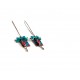 Boucles d'oreilles fantaisie, Wax africain, bleu rouge, bronze