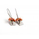 Boucles d'oreilles fantaisie, motif vichy, fifties, vert et orange pastel, noeud papillon