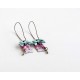 Fantasie-Ohrringe, mit blumen, rosa und pastellblau, Fliege