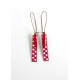 Boucles d'oreilles fantaisie, Rouge, vichy, 60's, bronze