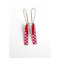 Boucles d'oreilles fantaisie, Rouge, vichy, 60's, bronze