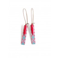 orecchini fantasia, fiori geometrici, turchese rosso, bronzo