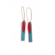 Boucles d'oreilles fantaisie, Floral géométrique, turquoise rouge, bronze