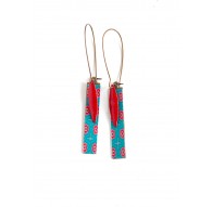 orecchini fantasia, floreale geometrico, rosso turchese, bronzo