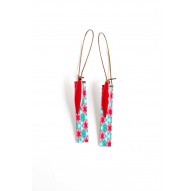 pendientes de fantasía, Estrellas geométricas, turquesa rojo, bronce