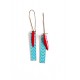 Boucles d'oreilles fantaisie, Papier japonais, Turquoise rouge, bronze