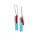 Fantasy earrings, Japanese paper, red turquoise, bronze