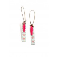 Fantasie Ohrringe, retro, Art Deco, alt rosa, rot, blau Pastell, Bronze
