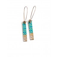 Fantasie Ohrringe, geometrisch, aquamarin, Gold Gold, Bronze