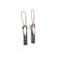 Fantasy earrings, geometric, black and white, bronze