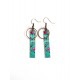 Fantasy earrings, floral, flowery, fuchsia turquoise, bronze
