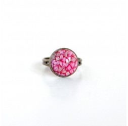 Little ring, cabochon, pink, bronze, Flowers, Floral