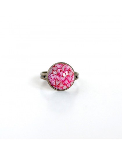 Little ring, cabochon, pink, bronze, Flowers, Floral