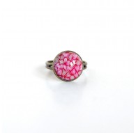 Kleiner Ring, Cabochon, rosa, Bronze, Blumen, Blumen