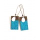 Earrings, pendant, blue Japanese paper, bronze, fantasy