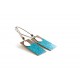 Earrings, pendant, blue Japanese paper, bronze, fantasy