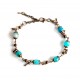 Bracelet, pierre naturelle, Agate bleu turquoise, bronze