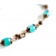 Bracelet, pierre naturelle, Agate bleu turquoise, bronze