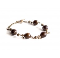 Bracelet, pierre naturelle, Bronzite facettes, bronze