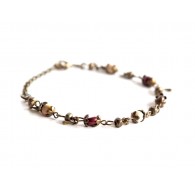 Bracelet, natural stone, mookaite jasper, bronze