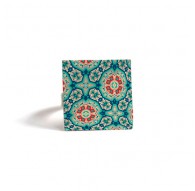 Bague carrée, Inspiration Marocaine, turquoise rouge, mosaïque, bronze