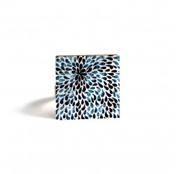 Square Ring, droplets, black and blue, bronze