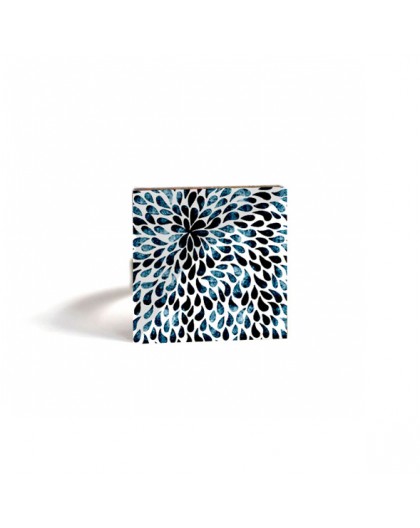 Square Ring, droplets, black and blue, bronze