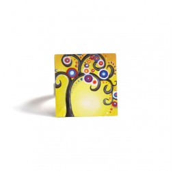 Square Ring, Tree of Life, yellow, multicolor, bronze