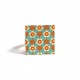 Square Ring, Inspiration Seventies, year 70, Flowers orange and turquoise, bronze
