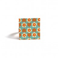 Ring Square, Ispirazione anni Settanta, anni 70, fiori d'arancio e turchese, bronzo