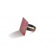 Square Ring, Blumen, rosa und pink, bronze