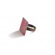 Square Ring, Flowers, pink and fuchsia, bronze