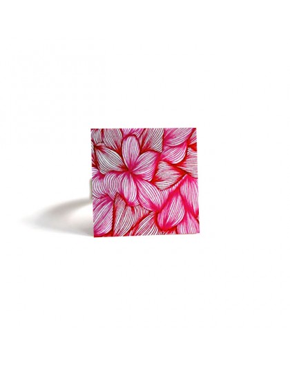 Square Ring, Blumen, rosa und pink, bronze