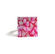 Bague carrée, Fleurs, Rose et fushia, bronze