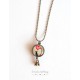 Orecchini cabochon orecchini, Little Cat, piccolo cuore rosso, bronzo