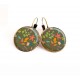 Cabochon earrings, multicolor patchwork, checkerboard