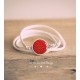 White imitation leather cuff bracelet, Strawberry cabochon