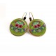 Boucles d'oreilles cabochon, patchwork multicouleur, damier